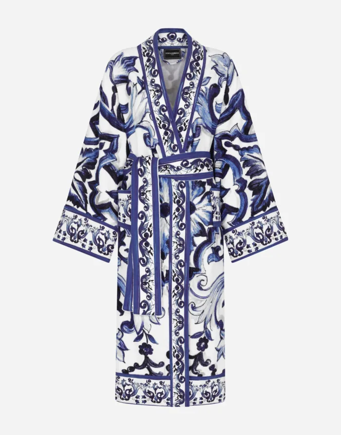 Dolce&Gabbana’s Blu Mediterraneo Cotton Terry Bathrobe - Bademantil (Size: L)