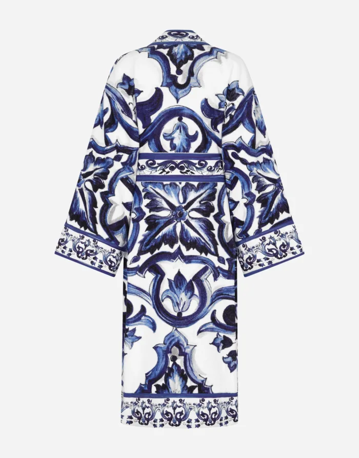 Dolce&Gabbana’s Blu Mediterraneo Cotton Terry Bathrobe - Bademantil (Size: L) - Image 2
